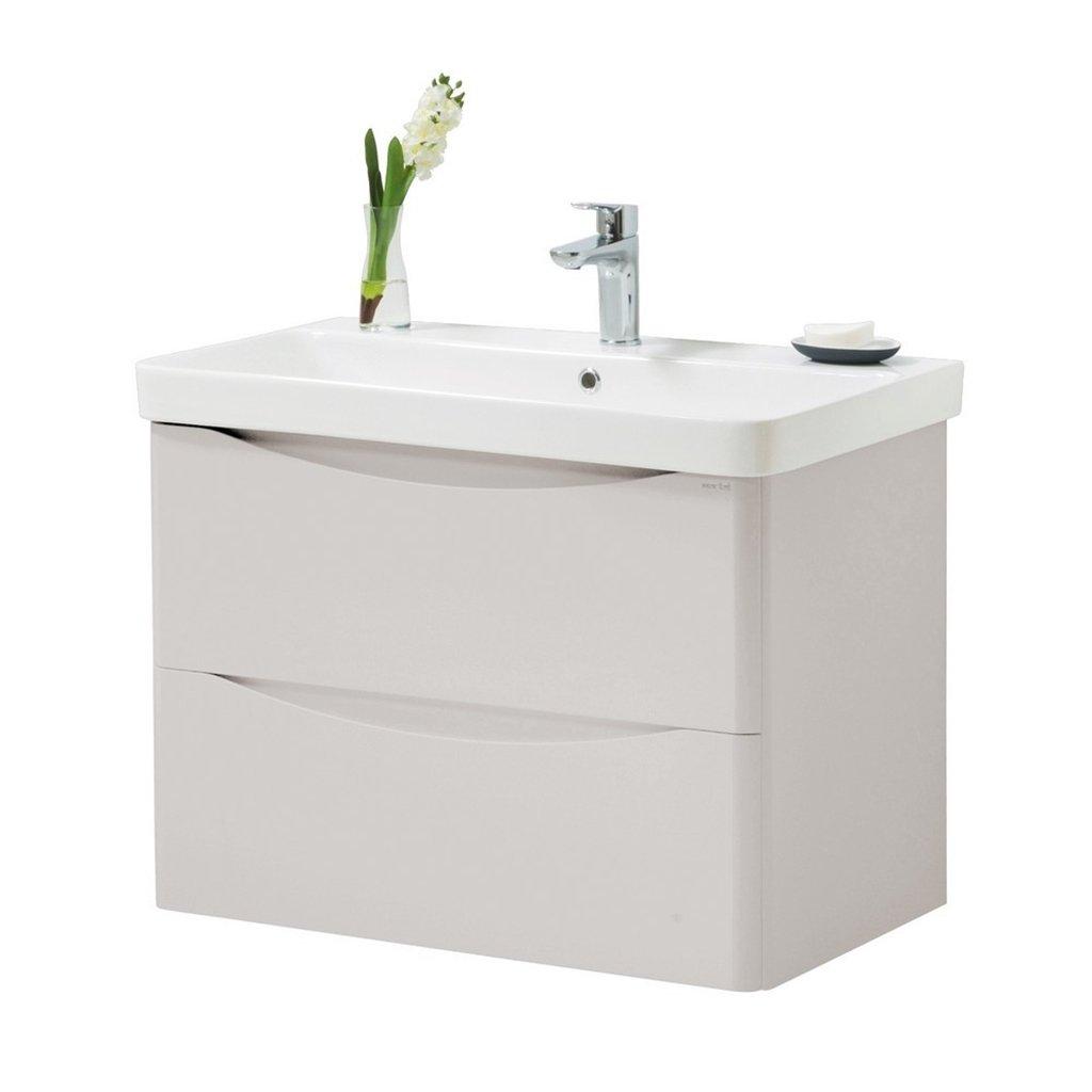 Cashmere Bathroom Wall Mounted 2-Drawer Unit with Basin 80cm Wide
